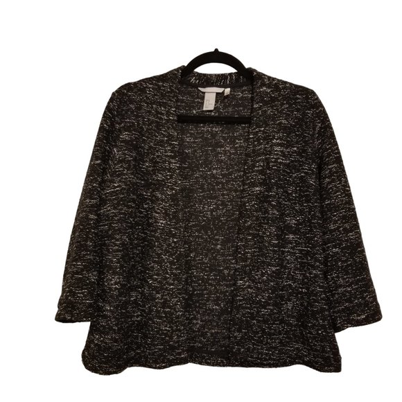 Tweed Knit Black and White Open Cardigan H&M - Picture 2 of 11